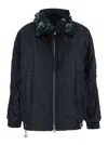 Pinko Clarinda Blue Jacket With Removable Sequin Collar And Drawstring Waist In Tech Fabric Woman In Blue