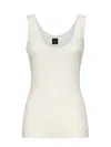 Pinko Crewneck Distressed Ribbed Sleeveless Stretch Top In White
