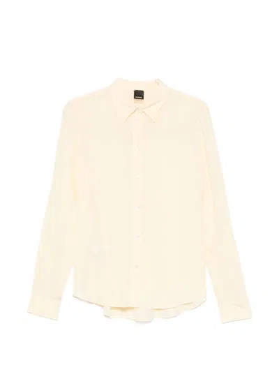 Pinko Classic Butter-coloured Shirt In Lightweight Silk