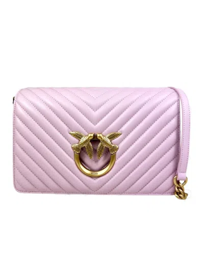 Pinko Classic Click V-quilted Shoulder Bag In Purple