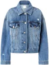 Pinko Denim Jacket Distressed Flap Pockets