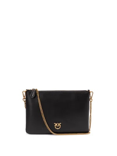 Pinko `flat Classic` Shoulder Bag In Nero
