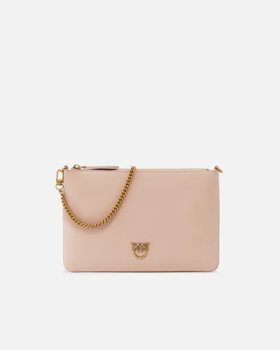 Pinko Classic Flat Love Bag Simply In Pink/dusty Pink-antique Gold