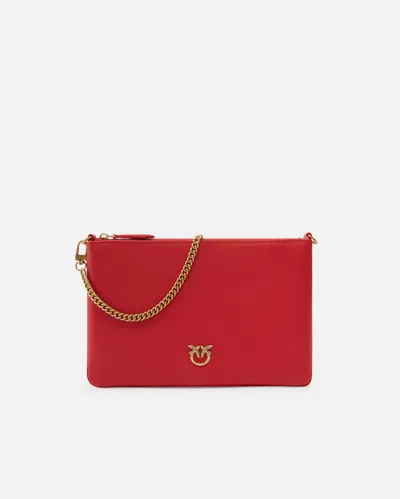Pinko Classic Flat Love Bag Simply In Red-antique Gold