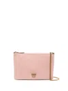 Pinko Logo Plaque Chain-linked Clutch Bag In Sand
