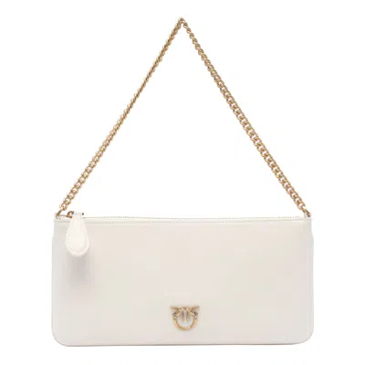 Pinko Flat Classic Love Simply Shoulder Bag In White