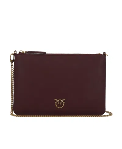 Pinko Classic Flat Love Simply Crossbody Bag In Burgundy