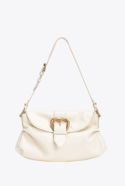 Pinko Classic Jolene Bag In Leather In Silk White-chocolate Gold