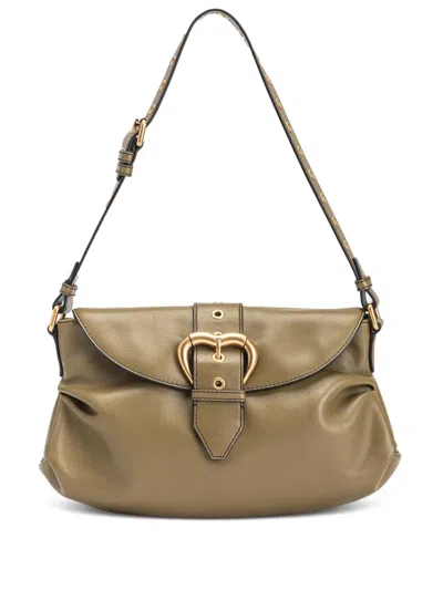Pinko Classic Jolene Leather Shoulder Bag In Green