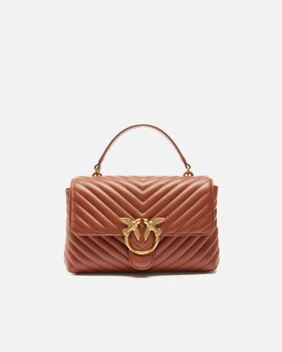 Pinko Classic Lady Love Bag Puff Chevron In Arabe-or Antique
