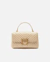 Pinko Classic Lady Love Bag Puff Chevron In Beige-gris Fumée-or Antique