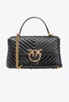 Pinko Classic Lady Love Bag Puff Chevron In Black-antique Gold