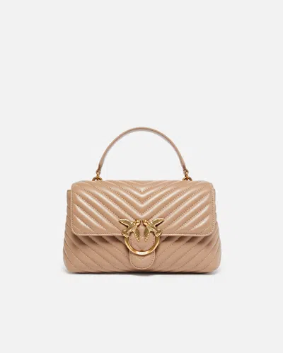 Pinko Chevron Nappa Leather Mini Love Lady Puff Bag In Neutral