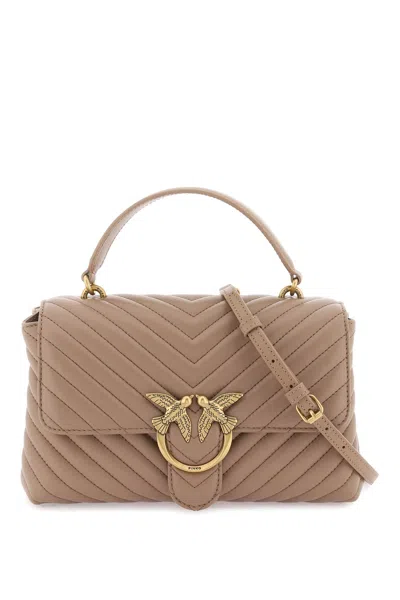 Pinko Classic Lady Love Bag Puff Chevron Handbag In Gold