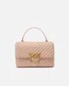 Pinko Classic Lady Love Bag Puff Chevron In Pink/dusty Pink-antique Gold
