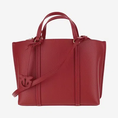 Pinko Classic Leather Shopper Bag In Rosso-antique Gold