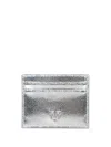 Pinko Classic Logo Embellished Card Holder In Metallic