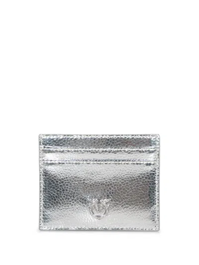 Pinko Classic Logo Embellished Card Holder In Metallic
