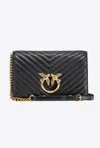 Pinko Classic Love Bag Click Chevron In Black-antique Gold