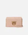 Pinko Classic Love Bag Click Chevron In Rose/rose Poudré-or Antique