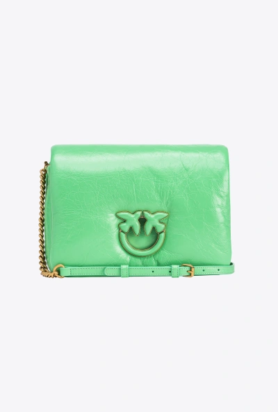 Pinko Classic Love Bag Click Puff In Soft Naplak In Absinthe Green-colour Block