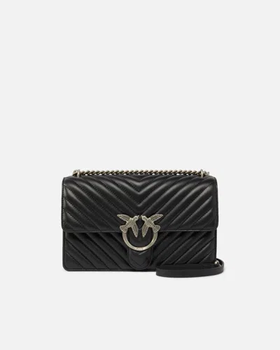 Pinko Classic Love Bag One Chevron In Black-old Silver