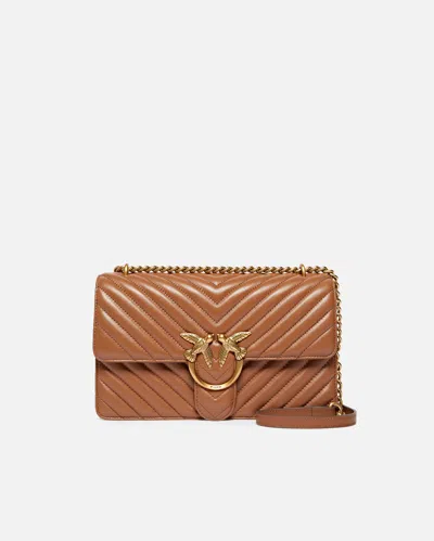Pinko Classic Love Bag One Chevron In Brown