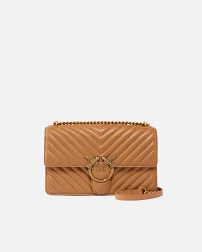 Pinko Classic Love Bag One Chevron In Nougat-antique Gold