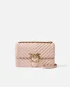 Pinko Love Birds Leather Crossbody Bag In Pink/dusty Pink-antique Gold