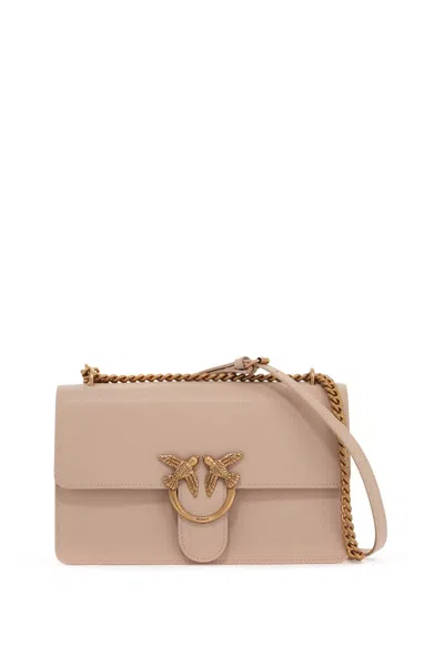 Pinko Love One Classic Logo Plaque Shoulder Bag In Neutro