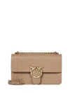 Pinko Silky Leather Beige Shoulder Bag In Beige