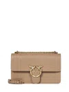 Pinko Silky Leather Beige Shoulder Bag In Beige