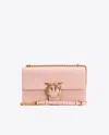 Pinko Light Beige Love One Mini Shoulder Bag In Pink/dusty Pink-antique Gold