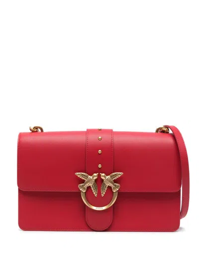 Pinko Red Classic Love Bag Icon Crossbody Bag In Rosso-antique Gold