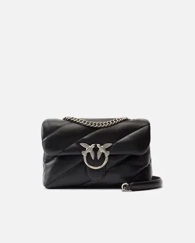 Pinko Classic Love Bag Puff Maxi Quilt In Black-old Silver