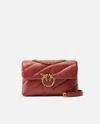Pinko Classic Love Bag Puff Maxi Quilt Shoulder Bag In Red Ochre-antique Gold
