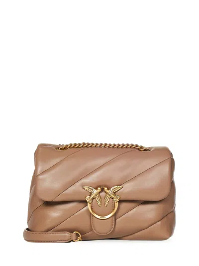 Pinko Classic Love Puff Maxi Quilt Shoulder Bag In Gold