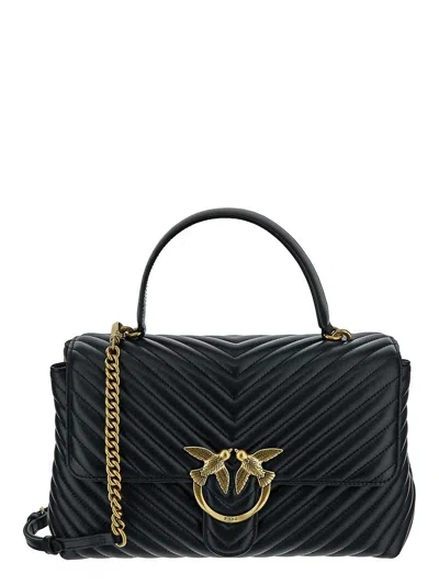 Pinko Hand Bag Big Lady Love Bag Puff Chevron In Black