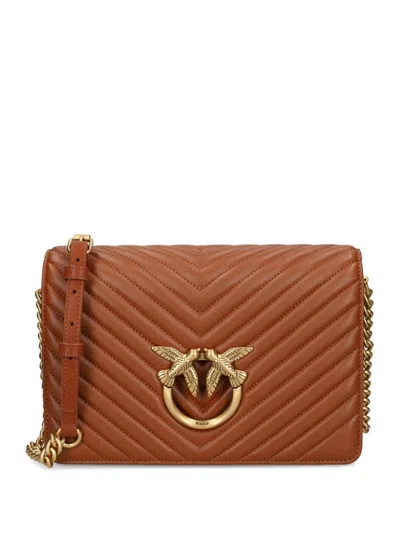 Pinko Classic Love Click Cross Body Bag In Brown