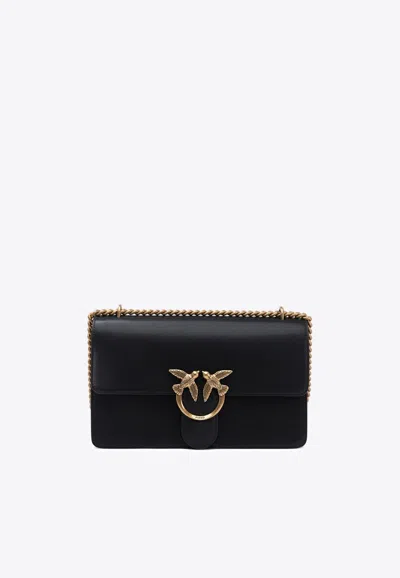 Pinko Classic Love Leather Crossbody Bag In Black