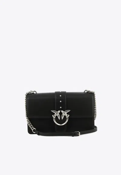 Pinko Classic Love Leather Crossbody Bag In Black