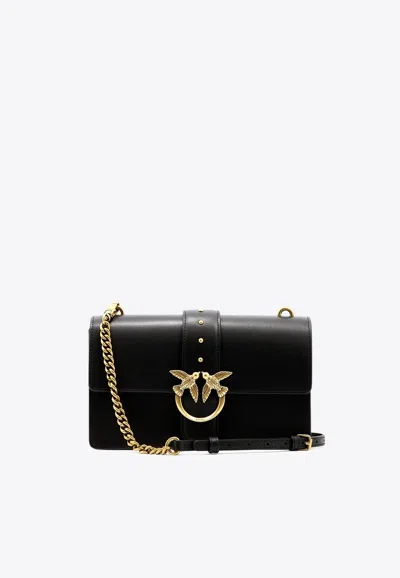 Pinko Classic Love Leather Crossbody Bag In Black