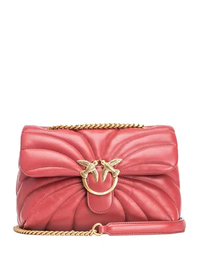 Pinko Classic Love Leather Crossbody Bag In Red