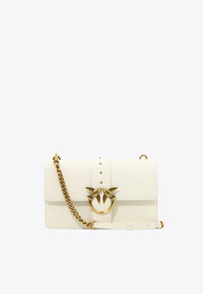 Pinko Classic Love Leather Crossbody Bag In White