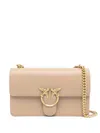 Pinko Classic Love Leather Shoulder Bag In Neutrals