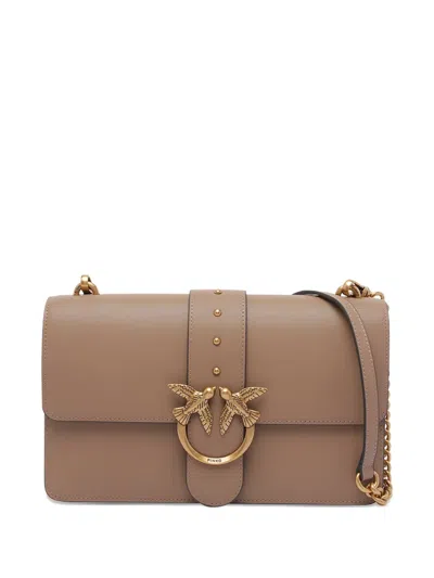 Pinko Classic Love One Flap Shoulder Bag In Neutral