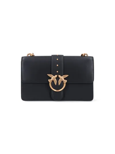 Pinko Classic Love One Logo Crossbody Bag In Nero-antique Gold