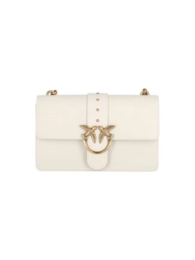 Pinko "classic Love One" Logo Crossbody Bag In White