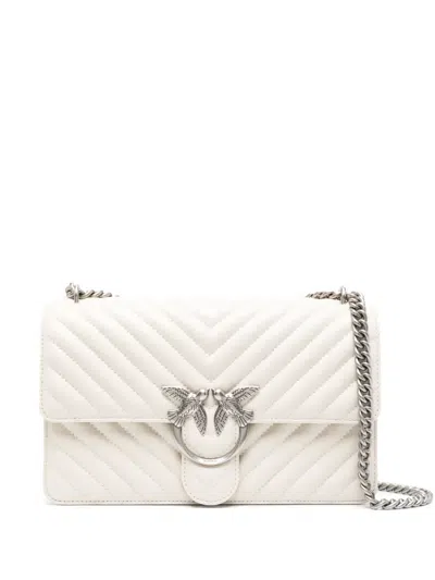 Pinko Love One Quilted Shoulder Bag In White