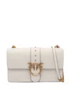 Pinko Classic Love One Simply Bird-embellished Studded Shoulder Bag In White